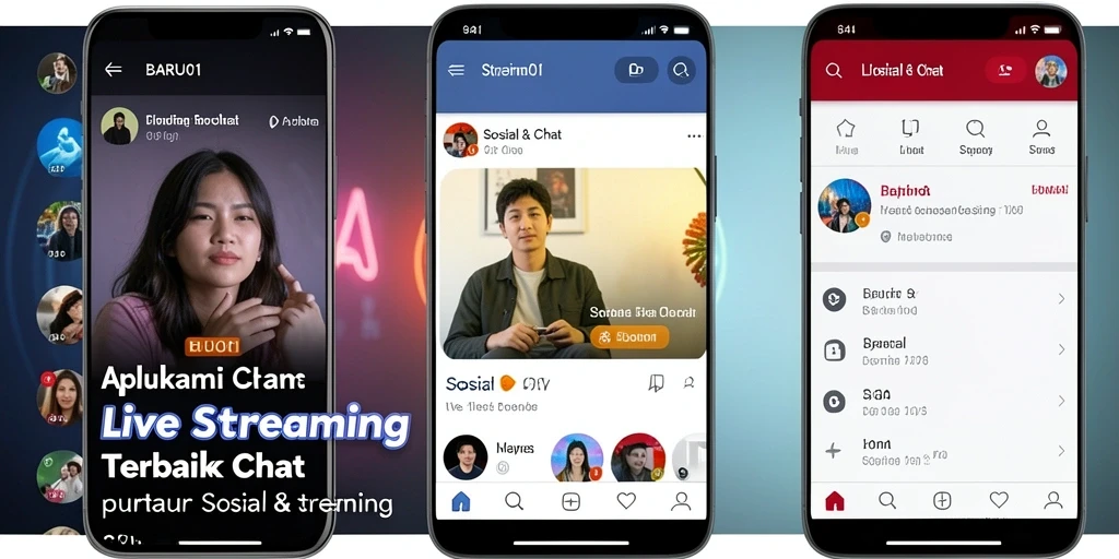 Antarmuka aplikasi BARU01 yang menarik untuk Live Streaming.