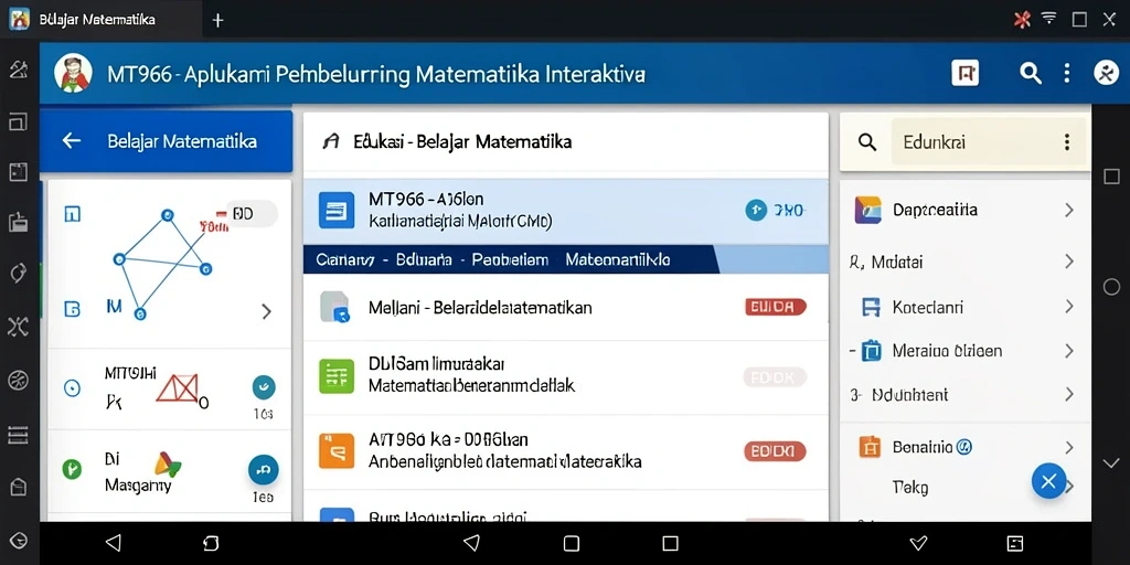 Antarmuka interaktif aplikasi MT966 untuk Belajar Matematika.