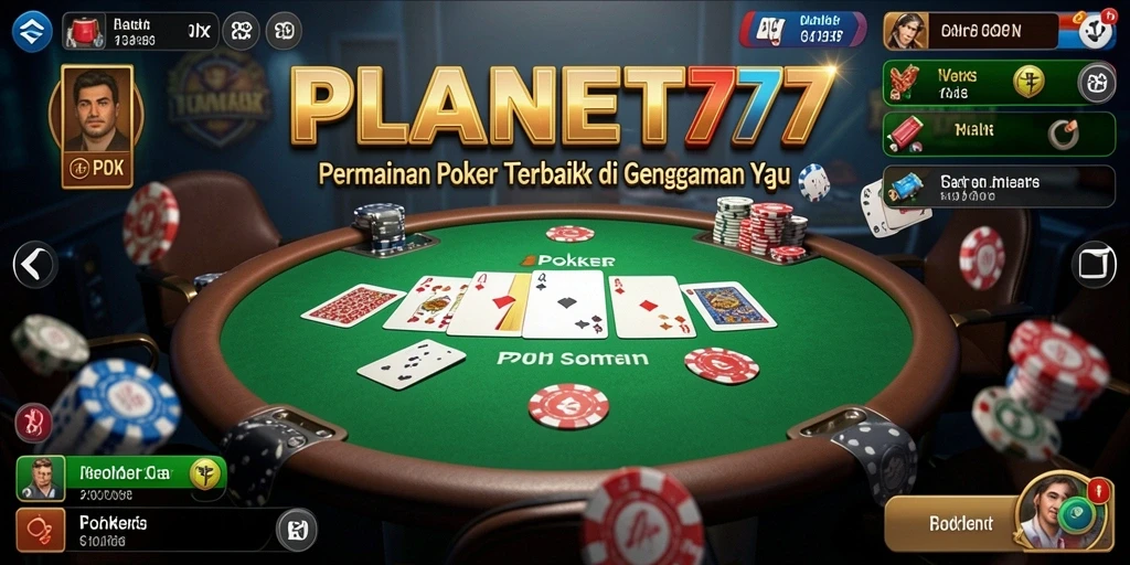 Tampilan antarmuka permainan Poker yang menarik dan interaktif di PLANET77.