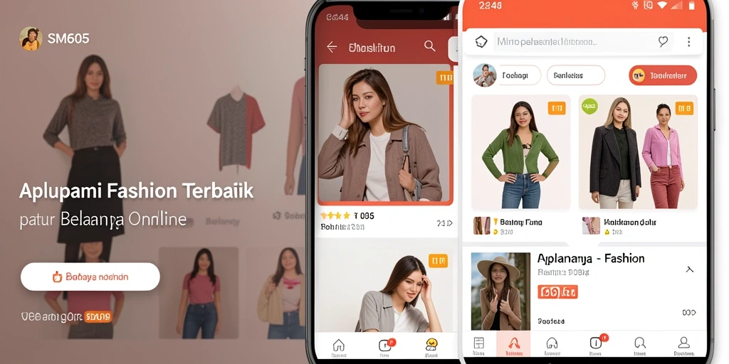 Antarmuka SM605 yang modern dan mudah digunakan untuk belanja fashion.